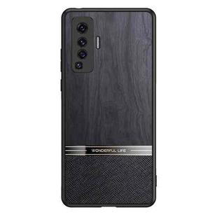 For vivo X50 Shang Rui Wood Grain Skin PU + TPU Shockproof Case(Black)