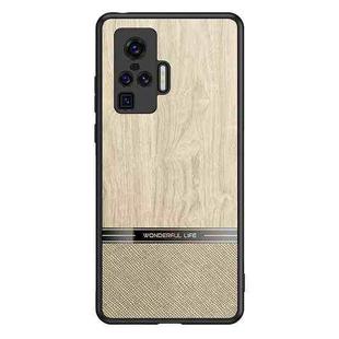 For vivo X50 Pro Shang Rui Wood Grain Skin PU + TPU Shockproof Case(Wood Color)