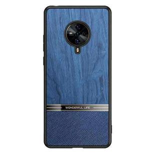 For vivo S6 5G Shang Rui Wood Grain Skin PU + TPU Shockproof Case(Blue)