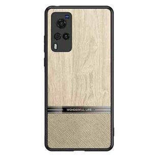 For vivo X60 5G Shang Rui Wood Grain Skin PU + TPU Shockproof Case(Wood Color)