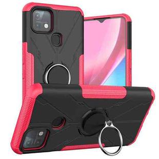 For Infinix Hot 10i Armor Bear Shockproof PC + TPU Protective Case with Ring Holder(Rose Red)