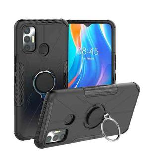 For Tecno Spark 7 Armor Bear Shockproof PC + TPU Protective Case with Ring Holder(Black)