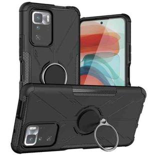 For Xiaomi Redmi Note 10 Pro 5G Armor Bear Shockproof PC + TPU Protective Case with Ring Holder(Black)