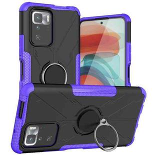 For Xiaomi Redmi Note 10 Pro 5G Armor Bear Shockproof PC + TPU Protective Case with Ring Holder(Purple)