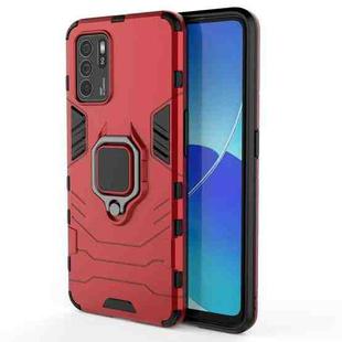 For OPPO Reno6 Z Shockproof PC + TPU Protective Case with Magnetic Ring Holder(Red)