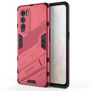 For OPPO Realme GT Explorer Master Punk Armor 2 in 1 PC + TPU Shockproof Case with Invisible Holder(Light Red)