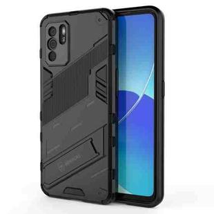 For OPPO Reno6 Z Punk Armor 2 in 1 PC + TPU Shockproof Case with Invisible Holder(Black)
