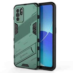 For OPPO Reno6 Z Punk Armor 2 in 1 PC + TPU Shockproof Case with Invisible Holder(Green)