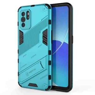 For OPPO Reno6 Z Punk Armor 2 in 1 PC + TPU Shockproof Case with Invisible Holder(Blue)