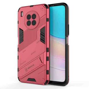 For Huawei nova 8i Foreign Version Punk Armor 2 in 1 PC + TPU Shockproof Case with Invisible Holder(Light Red)