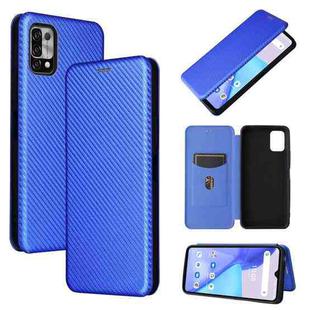 For UMIDIGI Power 5 Carbon Fiber Texture Horizontal Flip TPU + PC + PU Leather Case with Card Slot(Blue)