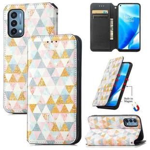 For OnePlus Nord N200 5G Colorful Magnetic Horizontal Flip PU Leather Case with Holder & Card Slot & Wallet(Rhombus)