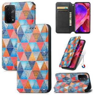 For OPPO A54 5G Colorful Magnetic Horizontal Flip PU Leather Case with Holder & Card Slot & Wallet(Rhombus Mandala)
