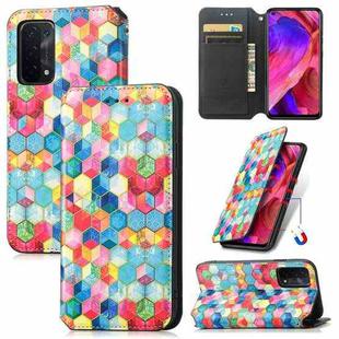 For OPPO A54 5G Colorful Magnetic Horizontal Flip PU Leather Case with Holder & Card Slot & Wallet(Magic Space)