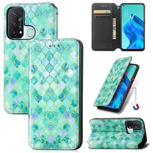 For OPPO Reno 5A Colorful Magnetic Horizontal Flip PU Leather Case with Holder & Card Slot & Wallet(Emerald)