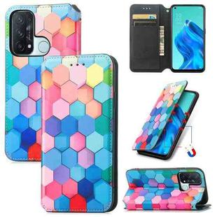 For OPPO Reno 5A Colorful Magnetic Horizontal Flip PU Leather Case with Holder & Card Slot & Wallet(Colorful Cube)