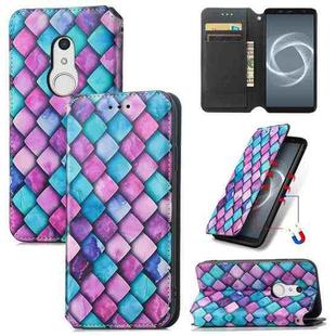 For Fujitsu Arrows BZ02/Be4 Plus/F-41B Colorful Magnetic Horizontal Flip PU Leather Case with Holder & Card Slot & Wallet(Purple Scales)