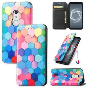 For Fujitsu Arrows BZ02/Be4 Plus/F-41B Colorful Magnetic Horizontal Flip PU Leather Case with Holder & Card Slot & Wallet(Colorful Cube)