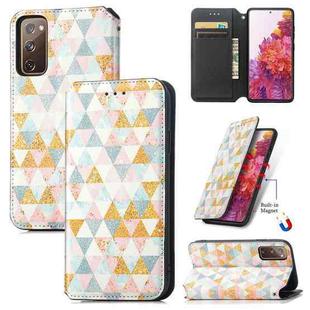 For Samsung Galaxy S20 FE Colorful Magnetic Horizontal Flip PU Leather Case with Holder & Card Slot & Wallet(Rhombus)