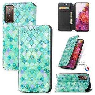 For Samsung Galaxy S20 FE Colorful Magnetic Horizontal Flip PU Leather Case with Holder & Card Slot & Wallet(Emerald)