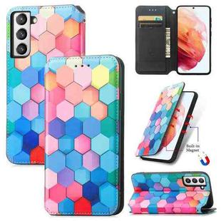 For Samsung Galaxy S21 FE Colorful Magnetic Horizontal Flip PU Leather Case with Holder & Card Slot & Wallet(Colorful Cube)