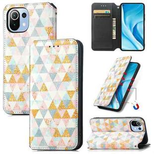 For Xiaomi Mi 11 Lite Colorful Magnetic Horizontal Flip PU Leather Case with Holder & Card Slot & Wallet(Rhombus)