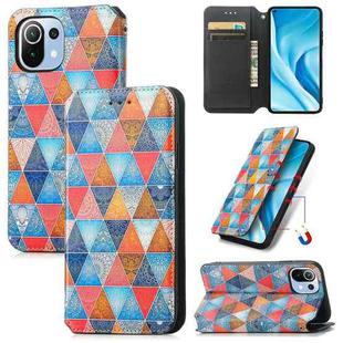 For Xiaomi Mi 11 Lite Colorful Magnetic Horizontal Flip PU Leather Case with Holder & Card Slot & Wallet(Rhombus Mandala)