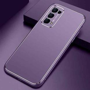 For OPPO Reno5 Cool Frosted Metal TPU Shockproof Case(Purple)