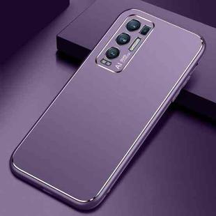 For OPPO Reno5 Pro+ Cool Frosted Metal TPU Shockproof Case(Purple)