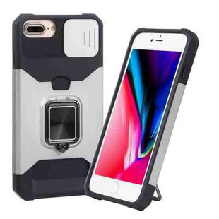 Sliding Camera Cover Design PC + TPU Shockproof Case with Ring Holder & Card Slot For iPhone 8 Plus / 7 Plus / 6s Plus / 6 Plus(Silver)