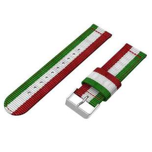 For Samsung Galaxy Watch4 40/44mm & Watch4 Classic 42/46mm Split Nylon Watch Band(Green White Red)