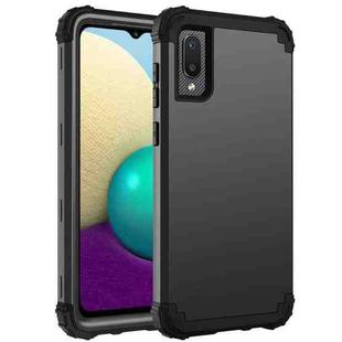 For Samsung Galaxy A02 3 in 1 Shockproof PC + Silicone Protective Case(Black)