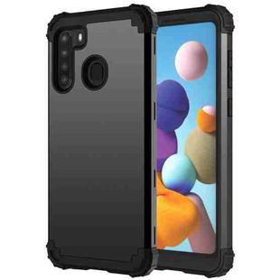 For Samsung Galaxy A21 3 in 1 Shockproof PC + Silicone Protective Case(Black)
