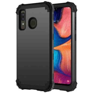 For Samsung Galaxy A20 / A30 / A50 3 in 1 Shockproof PC + Silicone Protective Case(Black)