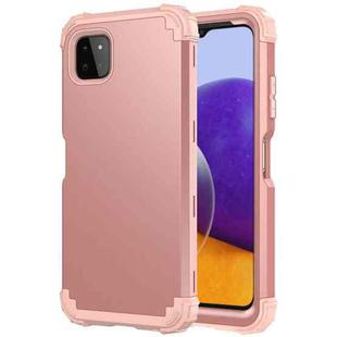 For Samsung Galaxy A22 5G 3 in 1 Shockproof PC + Silicone Protective Case(Rose Gold)