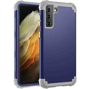 For Samsung Galaxy S21 Ultra 5G 3 in 1 Shockproof PC + Silicone Protective Case(Navy Blue + Grey)