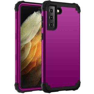 For Samsung Galaxy S21 Ultra 5G 3 in 1 Shockproof PC + Silicone Protective Case(Dark Purple + Black)