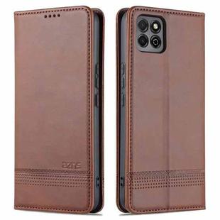 AZNS Magnetic Calf Texture Horizontal Flip Leather Case with Card Slots & Holder & Wallet For Honor Play 20(Dark Brown)