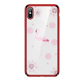 For iPhone X / XS SULADA 3D Laser Engraving PC Plating Diamond Protective Case(Red)