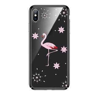 For iPhone XR SULADA 3D Laser Engraving PC Plating Diamond Protective Case(Black)