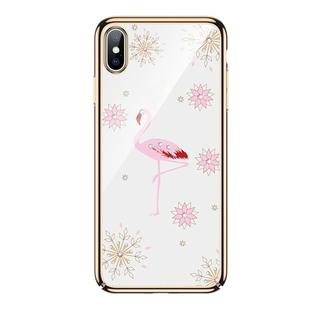 For iPhone XR SULADA 3D Laser Engraving PC Plating Diamond Protective Case(Gold)