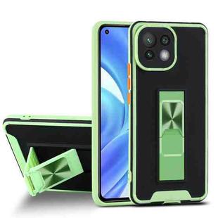 For Xiaomi Mi 11 Dual-color Skin Feel TPU + PC Magnetic Shockproof Case with Invisible Holder(Green)