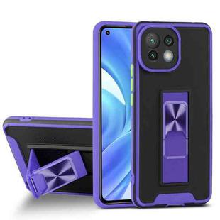 For Xiaomi Mi 11 Dual-color Skin Feel TPU + PC Magnetic Shockproof Case with Invisible Holder(Purple)