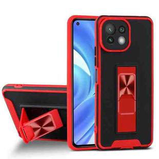 For Xiaomi Mi 11 Lite Dual-color Skin Feel TPU + PC Magnetic Shockproof Case with Invisible Holder(Red)