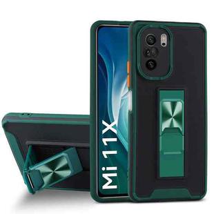 For Xiaomi Mi 11X Dual-color Skin Feel TPU + PC Magnetic Shockproof Case with Invisible Holder(Dark Green)