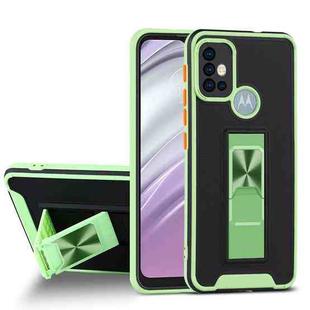 For Motorola Moto G20 Dual-color Skin Feel TPU + PC Magnetic Shockproof Case with Invisible Holder(Green)