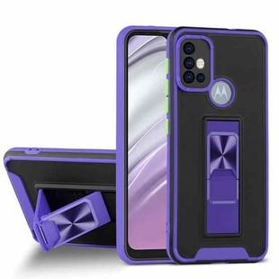 For Motorola Moto G20 Dual-color Skin Feel TPU + PC Magnetic Shockproof Case with Invisible Holder(Purple)