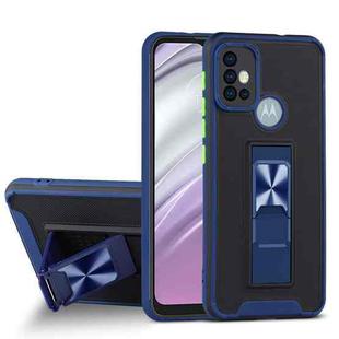 For Motorola Moto G20 Dual-color Skin Feel TPU + PC Magnetic Shockproof Case with Invisible Holder(Blue)