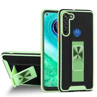 For Motorola Moto G8 Dual-color Skin Feel TPU + PC Magnetic Shockproof Case with Invisible Holder(Green)