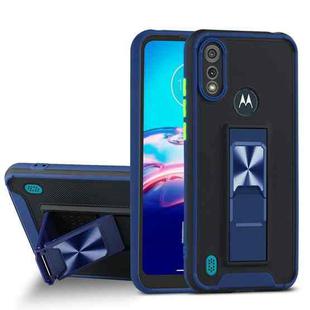 For Motorola Moto E6s (2020) Dual-color Skin Feel TPU + PC Magnetic Shockproof Case with Invisible Holder(Blue)